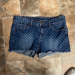 LC Lauren Conrad Dark Blue Polka Dot Jean Shorts Size 10